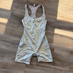 SKIMS Shiny Silver Metallic Bodysuit Romper Size S